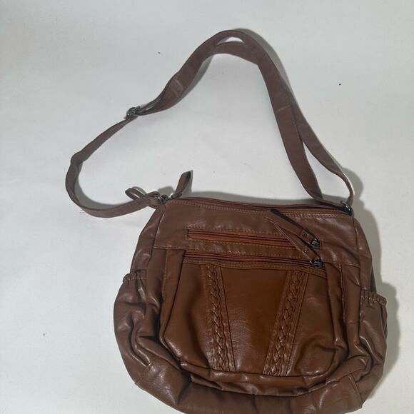 Volganik Rock Brown Leather Shoulder Bag with Slouchy Design - Picture 5 of 6